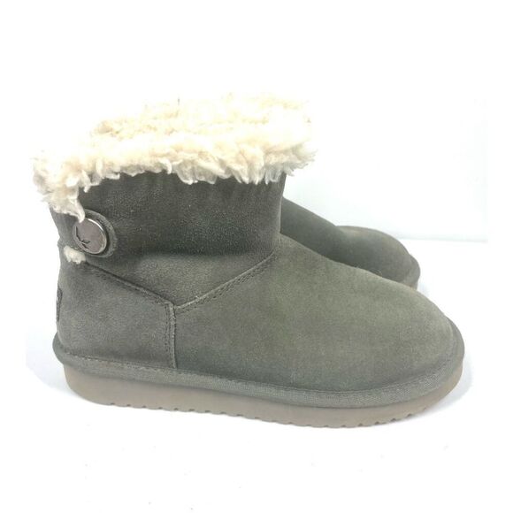 UGG Koolaburra Grey Suede Shearling Fur Lined Bootie Boots Women Size 5 - Picture 5 of 8